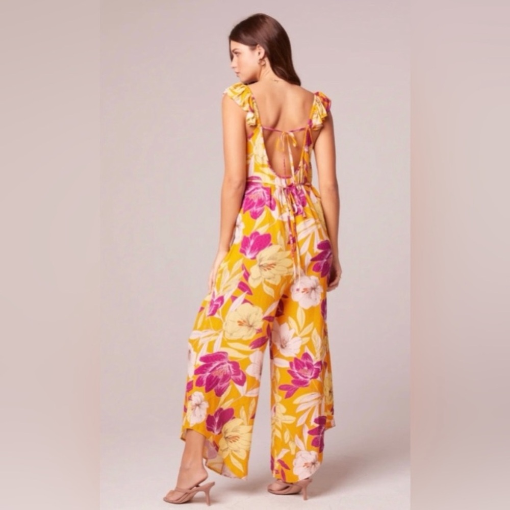 NWT Band of the Free Euphoria Gold Floral Wide Leg Jumpsuit Boho XS
